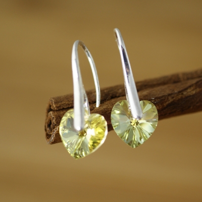 Srebrne kolczyki Swarovski żółte serce - Manufakturaspinek.pl