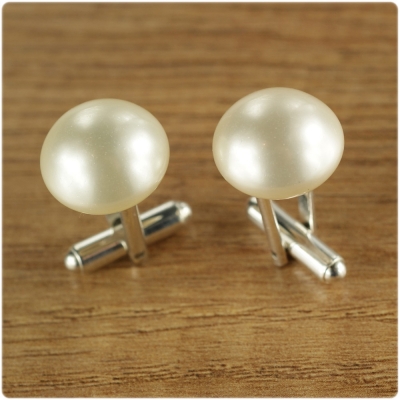 Srebrne spinki do mankietów Swarovski Pearl Ecru - Manufakturaspinek.pl