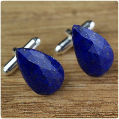 Srebrne spinki do mankietów Lapis Lazuli - Manufakturaspinek.pl