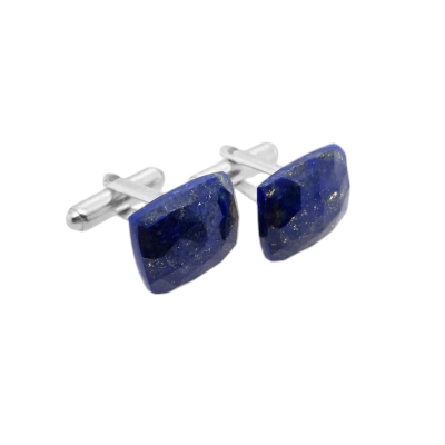 Srebrne spinki do mankietów lapis lazuli - manufakturaspinek.pl