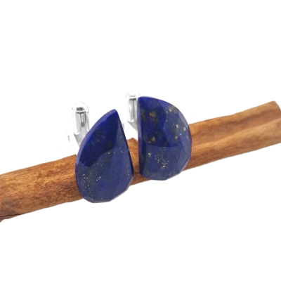 Srebrne spinki do mankietów lapis lazuli - manufakturaspinek.pl