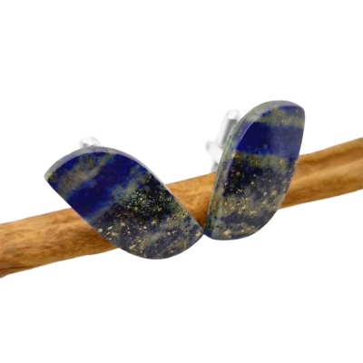 Srebrne spinki do mankietów z lapisem lazuli - ManufakturaSpinek.pl