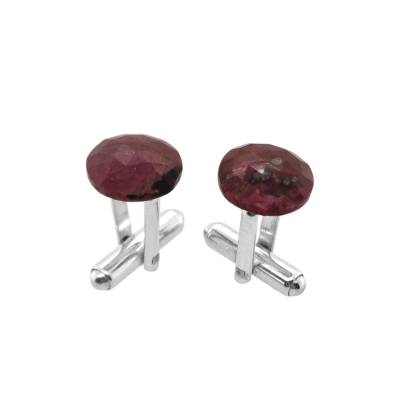 Spinki z rubinem, w srebrze 925 - ManufakturaSpinek.pl