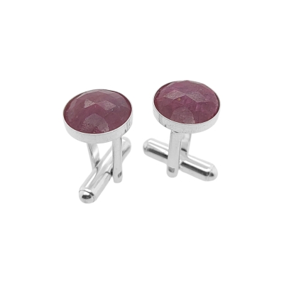 Spinki z rubinem, w srebrze 925 - Spinki.pl