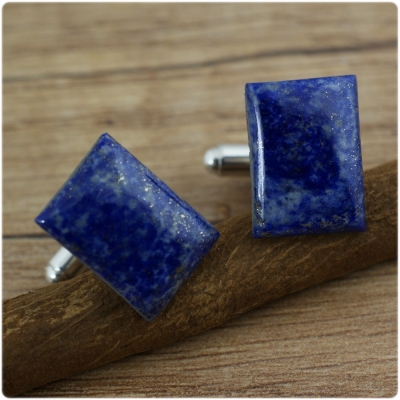 Srebrne spinki do mankietów Lapis Lazuli - manufakturaspinek.pl