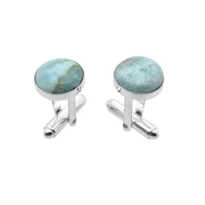 Larimar, kamień karaibów - para spinek do mankietów - ManufakturaSpinek.plLarimar, kamień karaibów - para spinek do mank