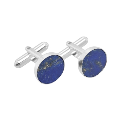 Srebrne spinki do koszuli lapis lazuli - manufakturaspinek.pl