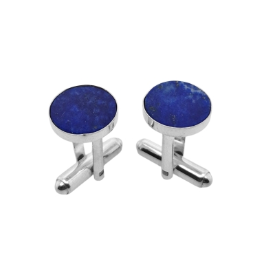 Srebrne spinki do mankietów lapis lazuli - manufakturaspinek.pl