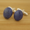 Srebrne spinki do mankietów Lapis Lazuli owal - manufakturaspinek.pl