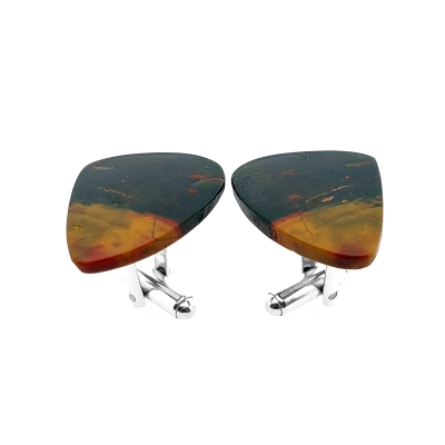 Srebrne spinki do koszuli dragon bloodstone - manufakturaspinek.pl